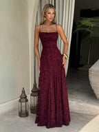 Backless Blended Formal Dress Maxi Dresses