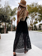 V-neck Lace-trimmed Backless Jumpsuit