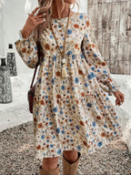 Floral Puff Sleeve Tie-waist Short Dress