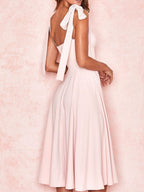 Lace Up Slit Bridesmaid Cocktail Party Maxi Dresses