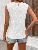 Lace Collar Hollow Out Splicing Crochet Tank Tops