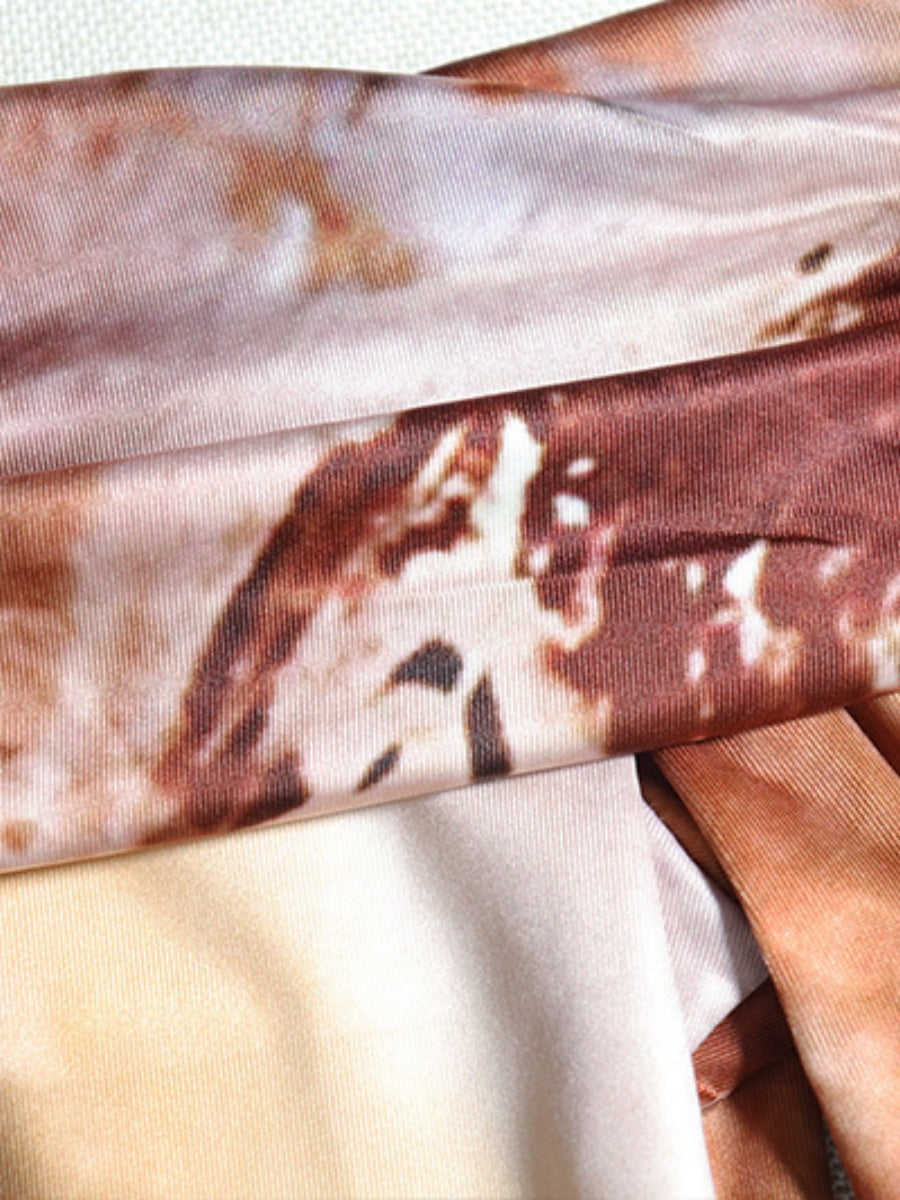 Milk Silk Tie-dye Printed Off Shoulder Slim Fit Hip Maxi Dresses