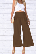 Wide-Leg Smocked Waist Pants
