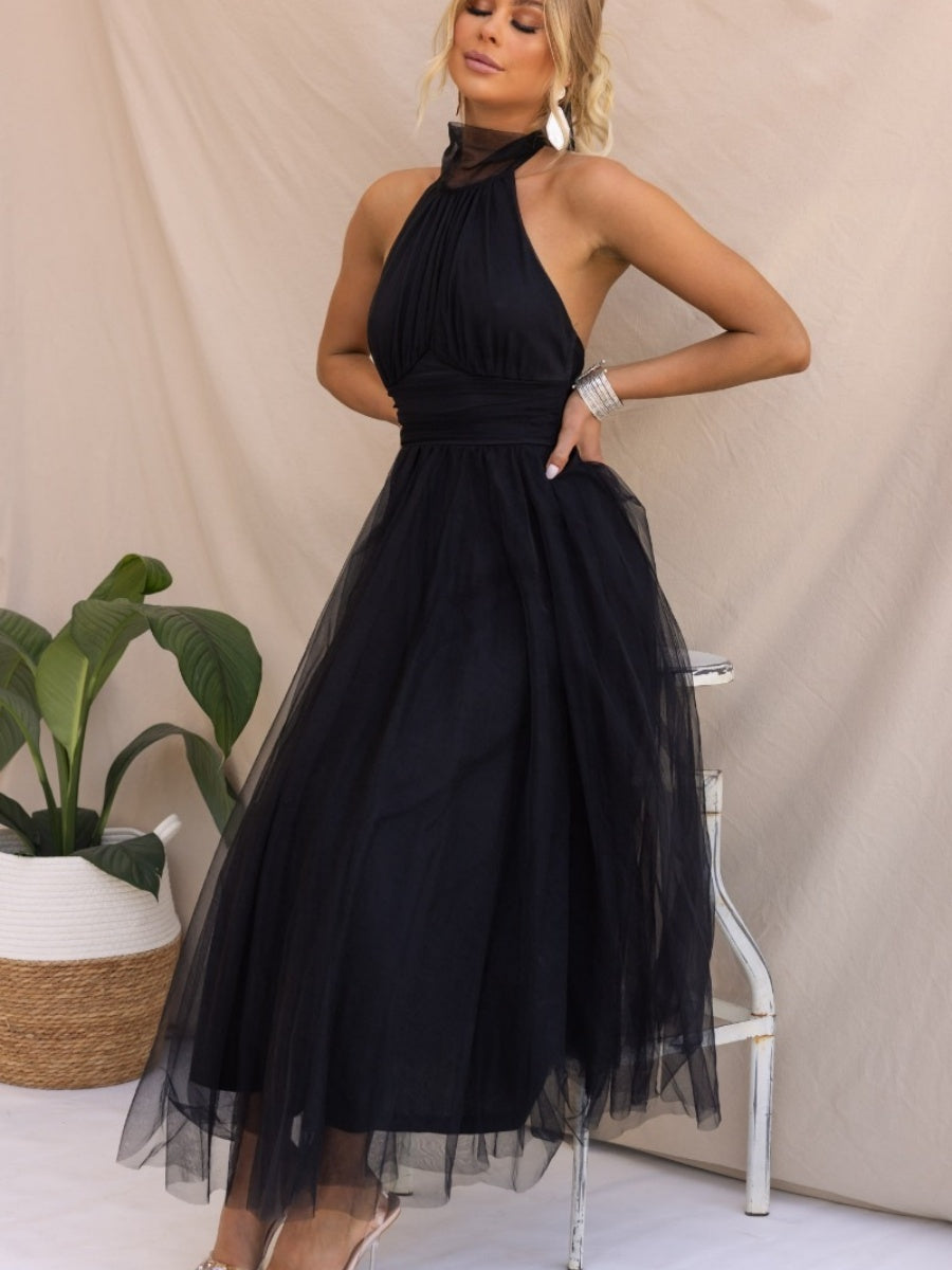 Halter Mesh Formal Dress Maxi Dresses
