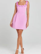 3D Flowers Temperament A-pendulum Seminarians Mini&Short Dresses