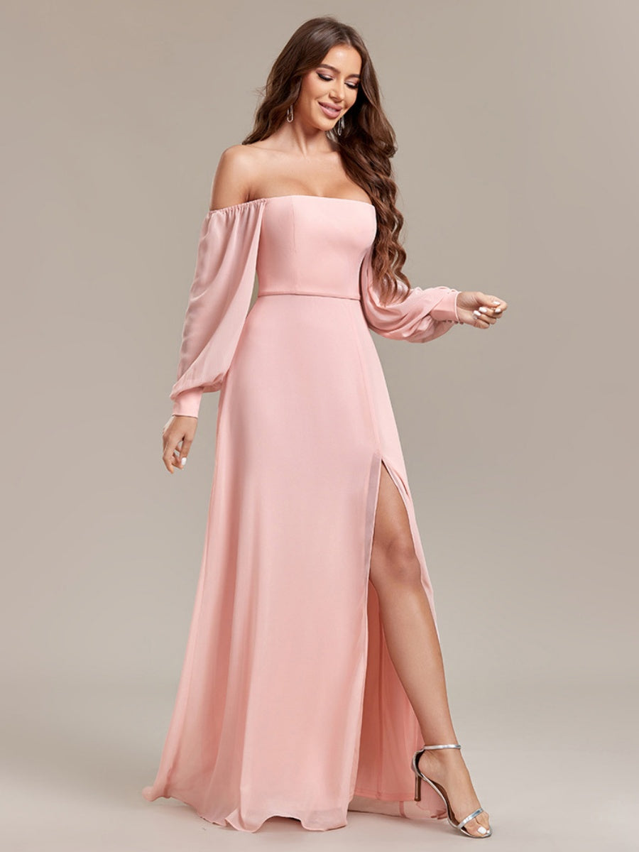Grace Bandage Slit Formal Dress Chiffon Maxi Dresses