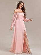 Grace Bandage Slit Formal Dress Chiffon Maxi Dresses