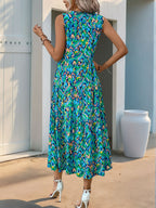 Printed Tassel V-neck Sleeveless Maxi Dresses