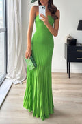 Strapless Tube Pleated Maxi Knit Dress