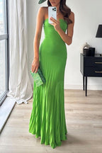 Strapless Tube Pleated Maxi Knit Dress
