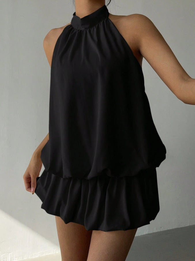 Halter Bandage Backless Flower Bud Skirt Mini&Short Dresses