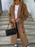 Simple Long-sleeved Lapel Button-down Woolen Coat