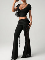 Silk Slim-fit Flared Trousers