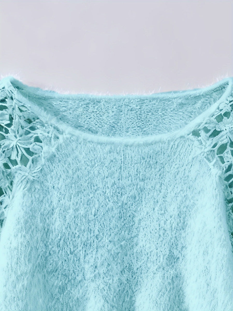 Lace Applique Loose-fit Sweaters
