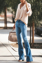 Distressed Bell Bottoms Skinny Denim Pants