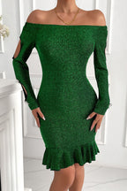 Off-Shoulder Slim Bodycon Sweater Dress