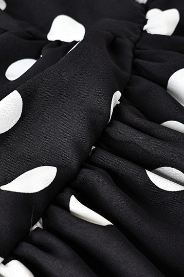 Polka Dot Strapless Ruched Bodice A-Line Maxi Dress