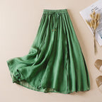 Solid Color Ramie Artistic Retro Skirt