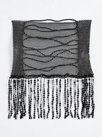 See Through Rhinestone Tassel Hem Bandeau Top