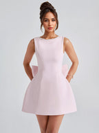 Pearl Cocktail Dress With Bow Sleeveless A-line Backless Birthday Party Mini Dress For Women 2026