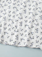 Pure Cotton Bandage Wrap-up Puff Sleeve Printed Comfort Maxi Dresses