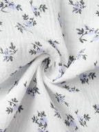 Pure Cotton Bandage Wrap-up Puff Sleeve Printed Comfort Maxi Dresses