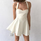Halter Neck Sweetheart Corset Skater Mini Dress