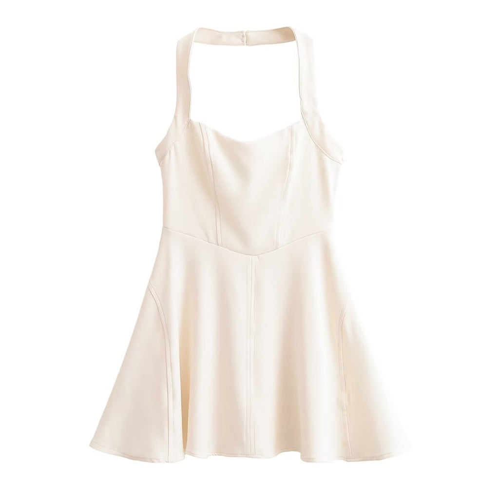 Halter Neck Sweetheart Corset Skater Mini Dress