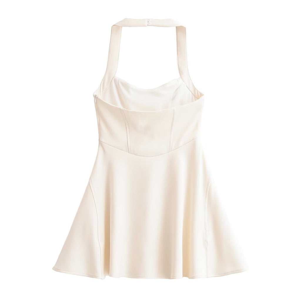 Halter Neck Sweetheart Corset Skater Mini Dress