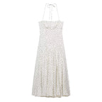 Polka Dot Halter Neck Pocket Maxi Dress