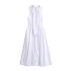 Halter Neck Bow Tie Open Back Paneled Fit And Flare Midi Dress