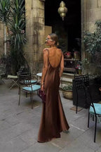 Satin Bow Tie Shoulder Strap Spaghetti Strap Slip Midi Dress