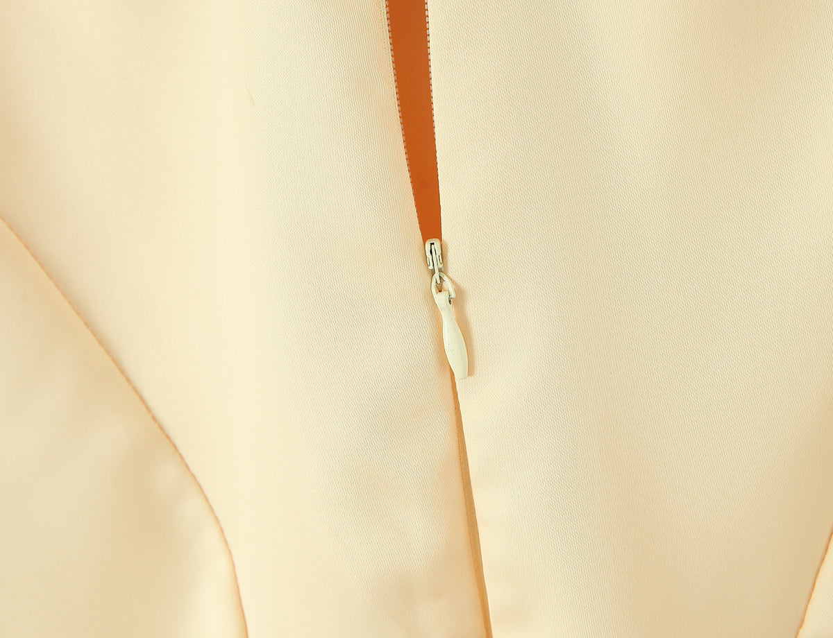 Satin Cowl Neck Spaghetti Strap Ruched Bodice Paneled Maxi Gown