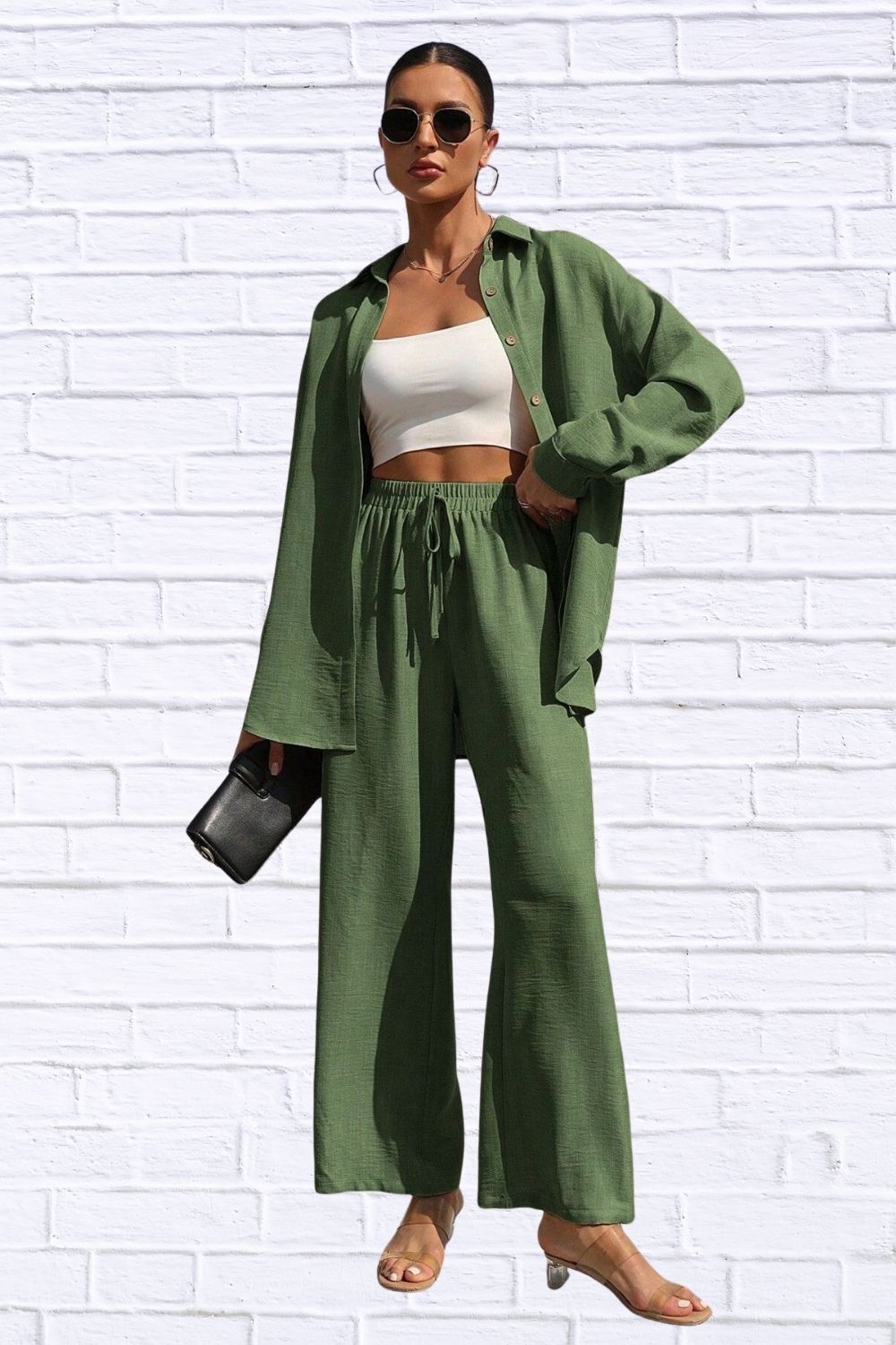 Button Up Shirt & Pants Set | Women__ Matching Outfit