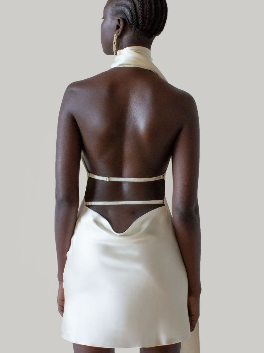 Halter Backless Satin Wedding Parties Bridesmaid Mini&Short Dresses