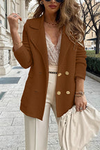 Double Breasted Textured Cardigan with Pockets