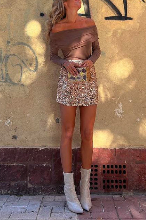 Off Shoulder Long Sleeves Bottoming Shirt