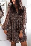 V Neck Leopard Swing Mini Dress