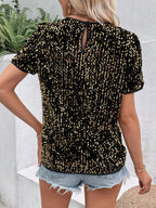 Sequins Crew Neck Short Sleeve T-shirt