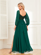 Sequins Sequins Chiffon Slit Formal Dress Maxi Dresses