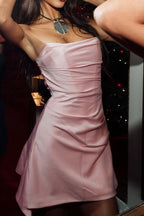 Strapless Ruched Bubble Hem Mini Dress