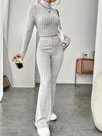 Mock Neck Slim Fit Knitted Two-Piece Set