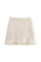 Elastic Waist Frayed Hem Knit Mini Skirt