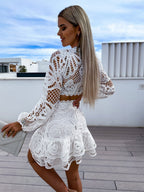 Floral Openwork Lace Fashion Embroidery 2-piece Sets