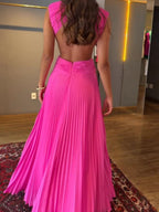 Gathering Backless Waist-revealing Temperament Maxi Dresses