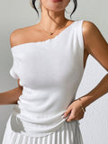 Knitting Irregular Sloping Shoulders Off Shoulder T-shirts