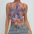 Halter star pattern backless gem chain top  | Festival Outfits Women