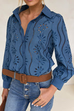Hollow Out Puff Sleeve Blouse