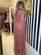V-neck Hip-hugging Sequins Cloak Parties Maxi Dresses