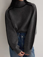 Color-blocked Stripes Splicing Half Turtleneck Sweaters